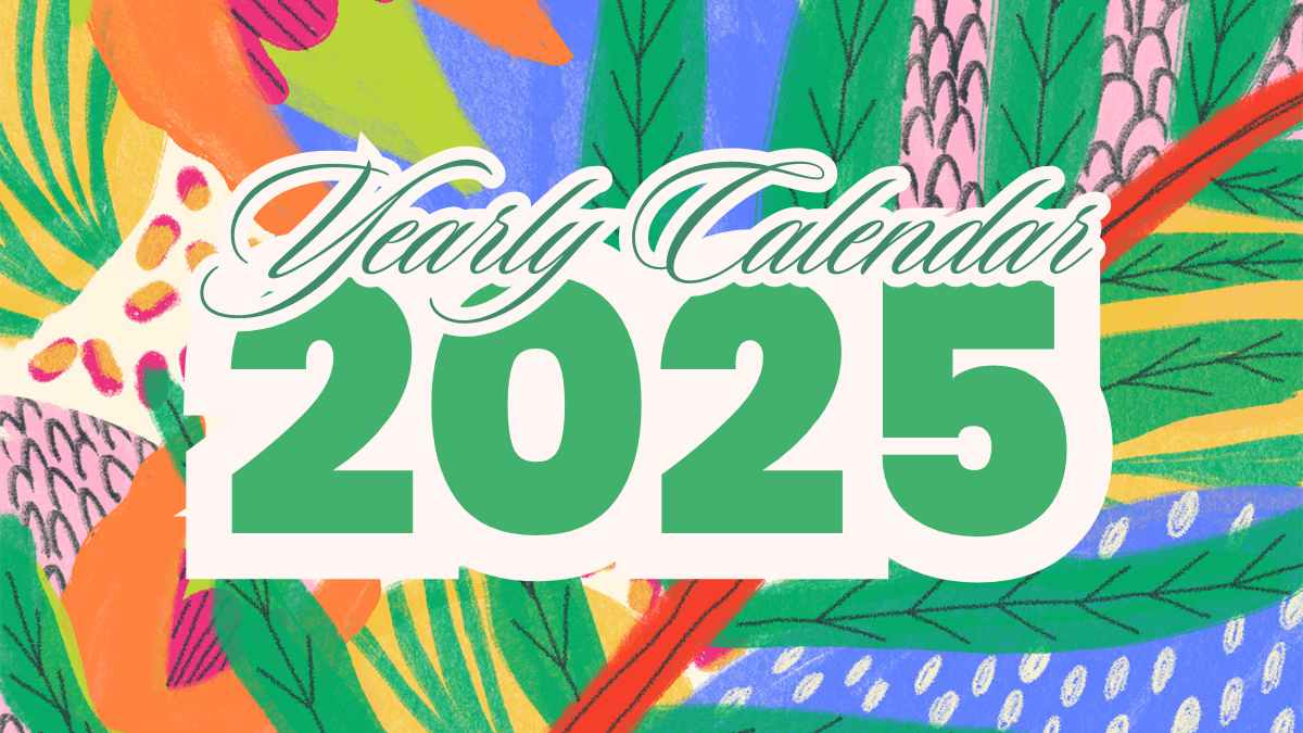 Slide Kalender Tahunan 2025 dengan Gaya Artistic Lettering - slide 1