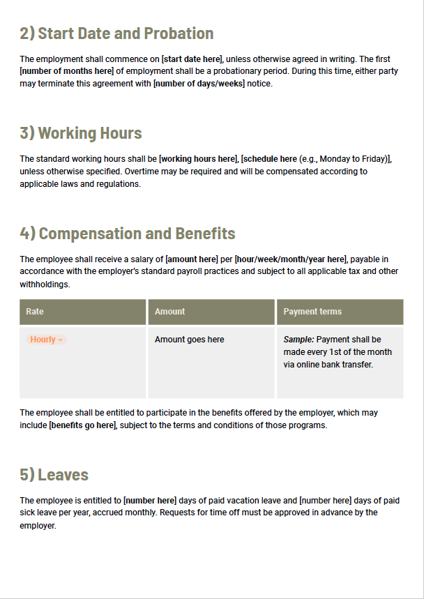 Minimal Employment Contract - slide 2