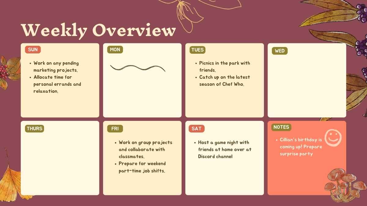 Buku Kenangan Boho Daun Musim Gugur untuk Pengatur Pribadi - slide 9